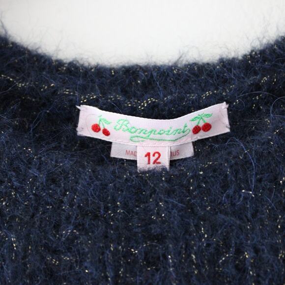 NWT Bonpoint Sweater Tank Vest Alpaca Merino Wool Navy Blue Gold Sparkle 12 - Picture 4 of 6